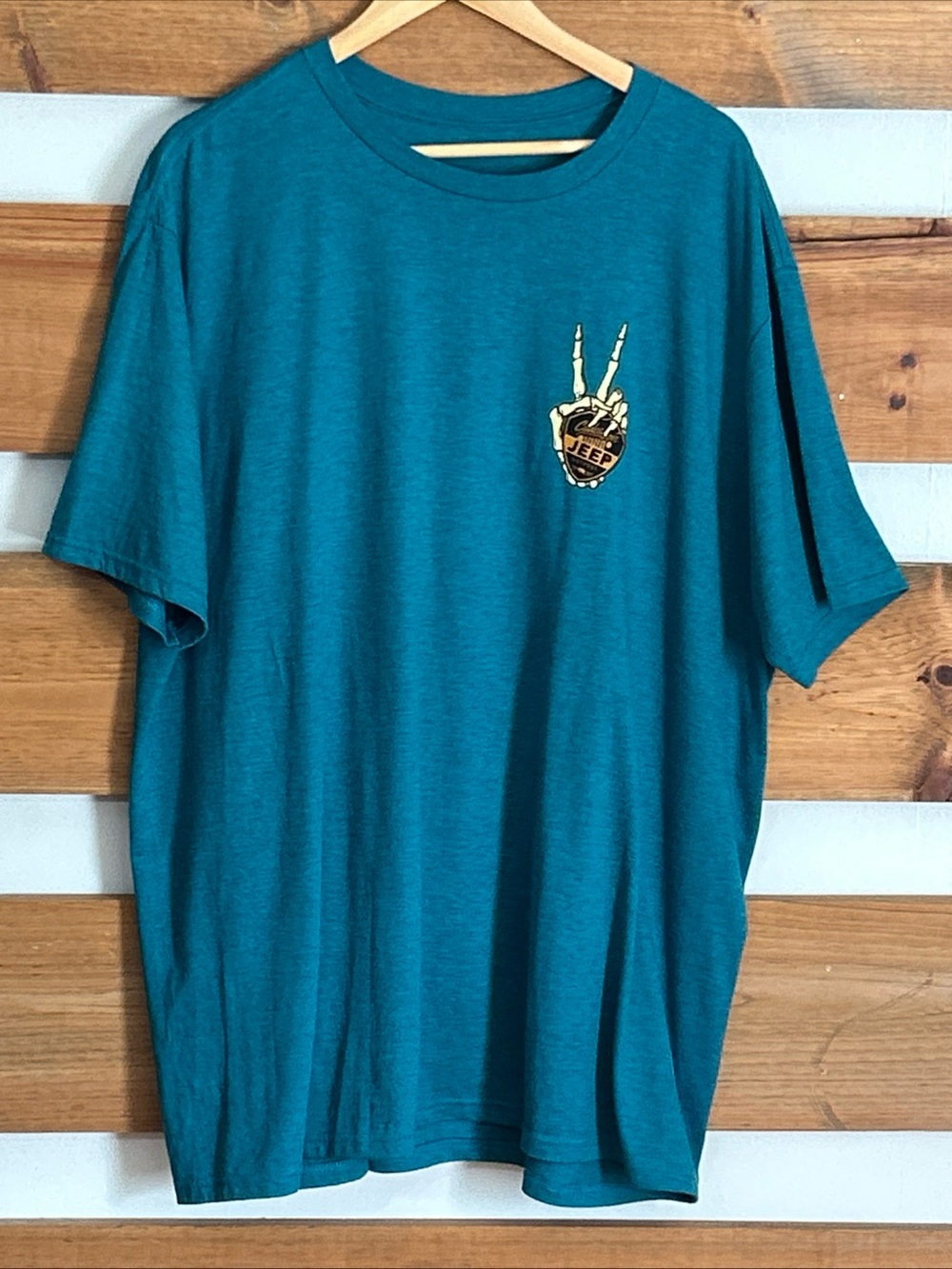 Cades Cove Jeep Outpost Cotton Short Sleeve Graphic T-Shirt Teal Men's Size 2XL